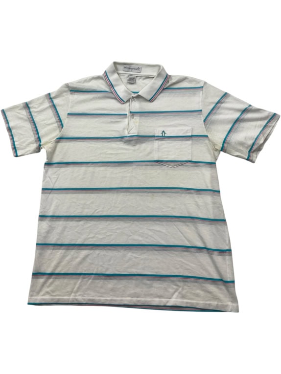 Munsingwear Ριγέ Polo Shirt Λευκό με Τυρκουάζ & Ροζ Λεπτομέρειες