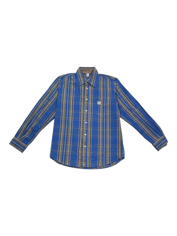 MURPHY & NYE SHIRT VINTAGE CHECKERED LOGO BLUE/BROWN MENS L