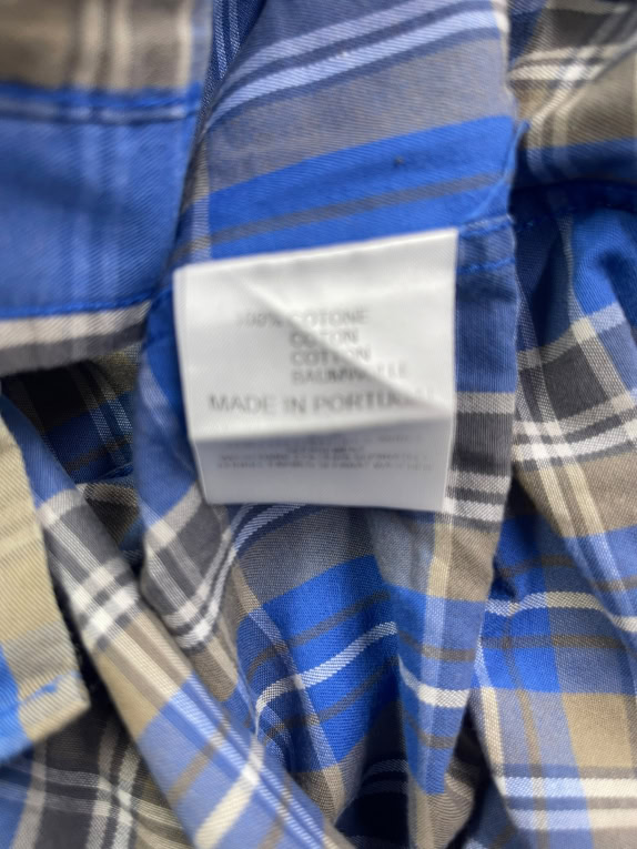 MURPHY & NYE SHIRT VINTAGE CHECKERED LOGO BLUE/BROWN MENS L