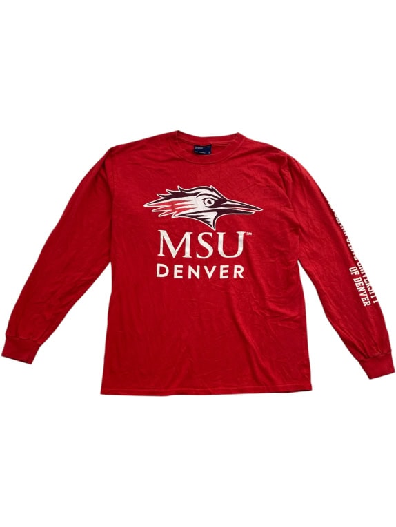 MV SPORT LONG SLEEVE T-SHIRT MSU DENVER LOGO RED UNISEX M