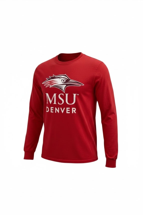 MV SPORT Maglia a maniche lunghe MSU Denver Logo rossa unisex M