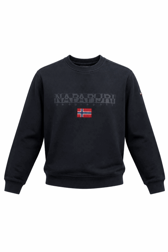 NAPAPIJRI CREWNECK MINIMAL BLACK MEN PRE OWNED M