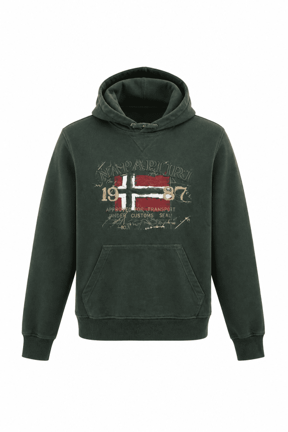 NAPAPIJRI FELPA CON CAPPUCCIO GRAPHIC VERDE UOMO PRE OWNED L
