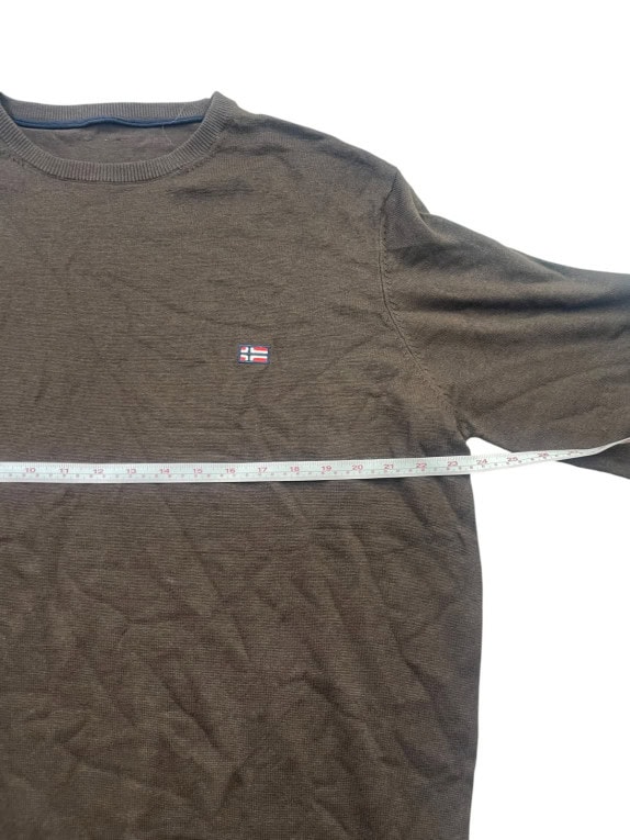 NAPAPIJRI KNIT SWEATER MINIMAL BROWN MENS PRE OWNED XL
