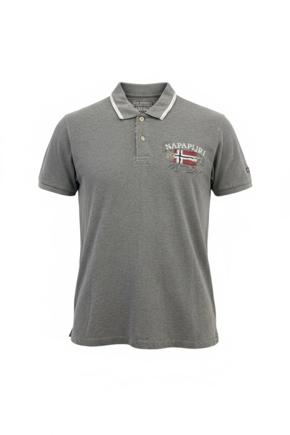 NAPAPIJRI Polo con logo grigia da uomo XXL