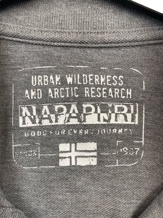 NAPAPIJRI Polo con logo grigia da uomo XXL