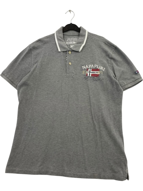 NAPAPIJRI Polo con logo grigia da uomo XXL