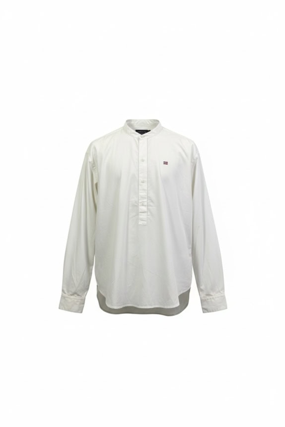 NAPAPIJRI MANDARIN COLLAR SHIRT LOGO OFF-WHITE MENS M