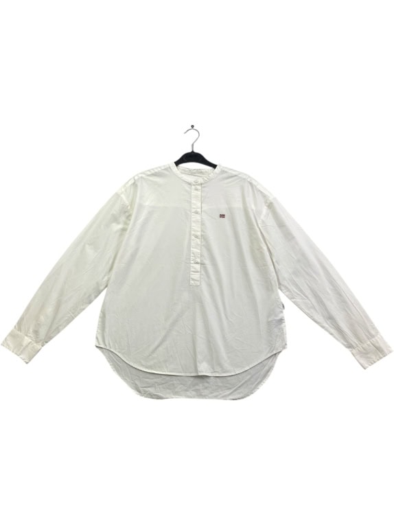 NAPAPIJRI MANDARIN COLLAR SHIRT LOGO OFF-WHITE MENS M