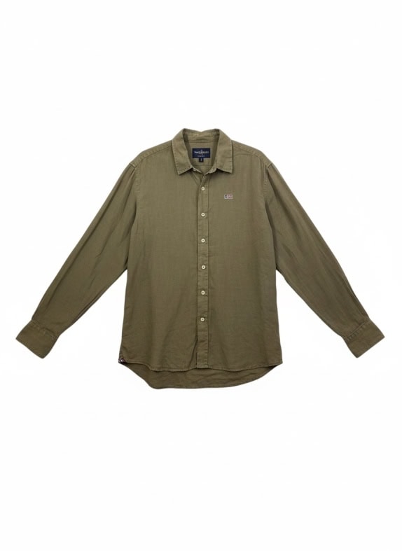 NAPAPIJRI SHIRT VINTAGE FLAG LOGO OLIVE MENS L