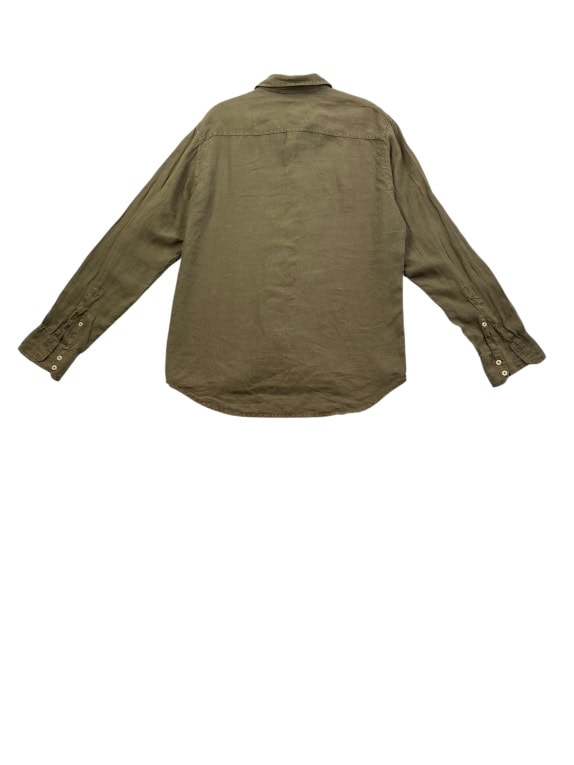 NAPAPIJRI SHIRT VINTAGE FLAG LOGO OLIVE MENS L