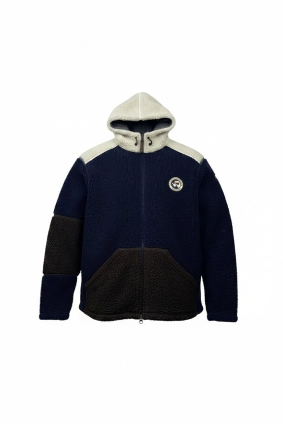 NAPAPIJRI ZAKETA FLEECE VINTAGE ΜΠΛΕ ΚΑΦΕ ΑΣΠΡΟ ΑΝΤΡΙΚΟ L pre-owned