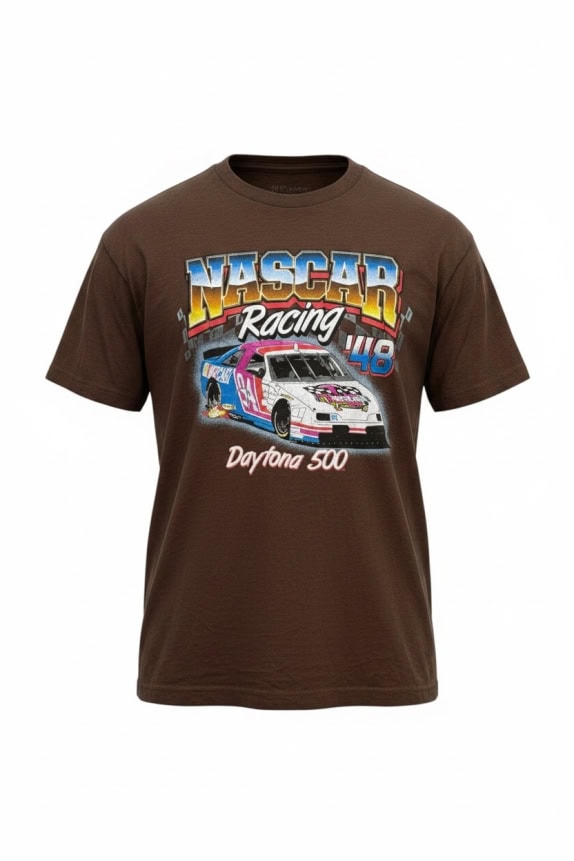 NASCAR T SHIRT GRAFICA RACING MARRONE UOMO PRE OWNED M