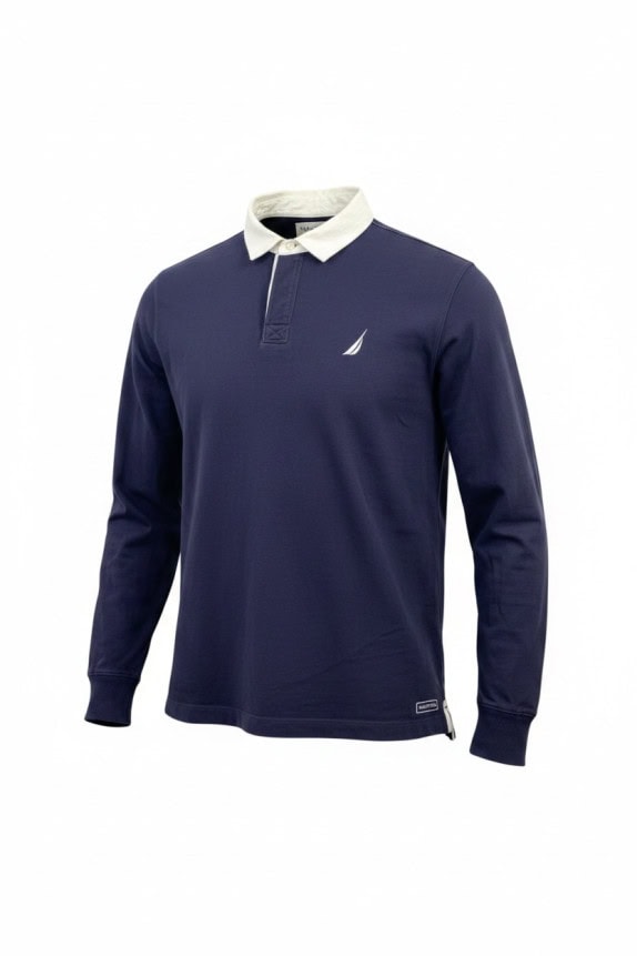 NAUTICA LONG SLEEVE POLO CLASSIC NAVY MENS PRE OWNED L