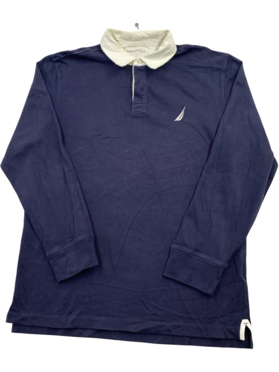 NAUTICA LONG SLEEVE POLO CLASSIC NAVY MENS PRE OWNED L