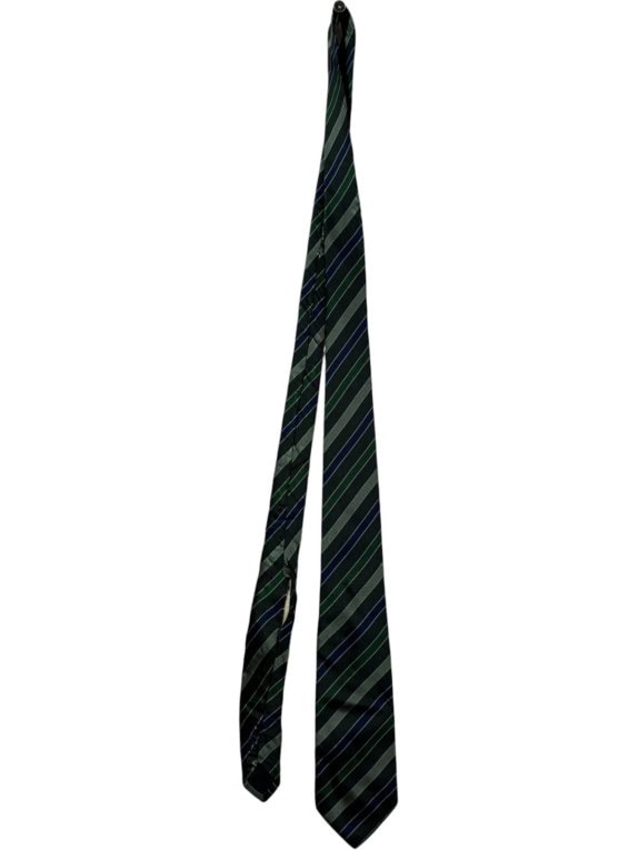NAZARENO GABRIELLI TIE CLASSIC STRIPED DARK GREEN MENS PRE OWNED
