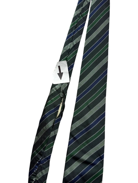 NAZARENO GABRIELLI TIE CLASSIC STRIPED DARK GREEN MENS PRE OWNED