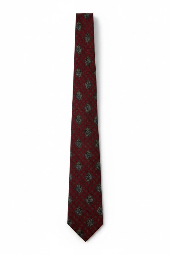 NAZARENO GABRIELLI TIE RETRO BURGUNDY MENS PRE OWNED