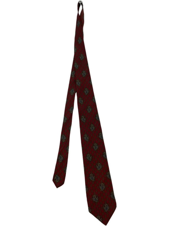 NAZARENO GABRIELLI TIE RETRO BURGUNDY MENS PRE OWNED