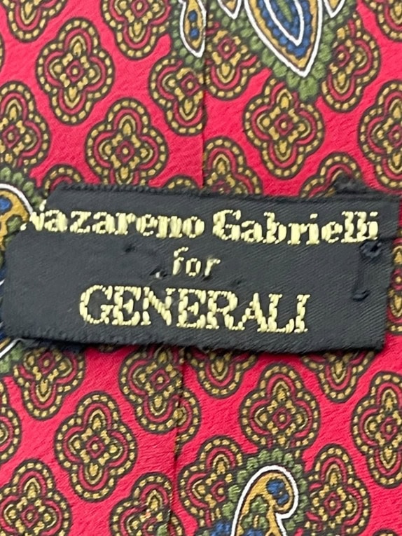 NAZARENO GABRIELLI TIE RETRO BURGUNDY MENS PRE OWNED