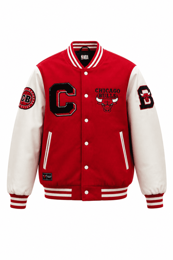 NBA VARSITY JACKET RED WHITE MEN PRE OWNED