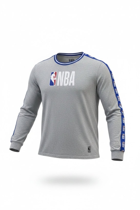 NBA ΜΑΚΡΥΜΑΝΙΚΗ ΜΠΛΟΥΖΑ SPORTSWEAR ΓΚΡΙ ΜΕΛΑΝΖΕ ΑΝΤΡΙΚΟ PRE OWNED L