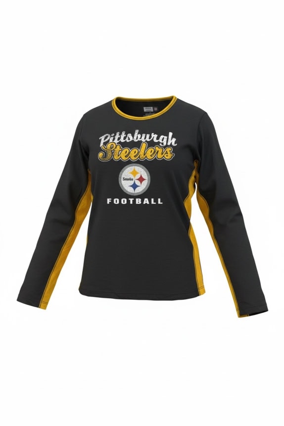 NFL Pittsburgh Steelers Maglia a maniche lunghe Team Apparel Logo nera da donna L
