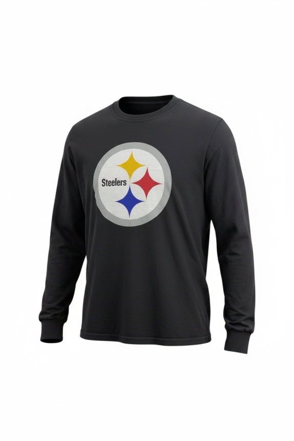 NFL PRO LINE MAGLIA A MANICHE LUNGHE PITTSBURGH STEELERS LOGO NERA UNISEX S usata