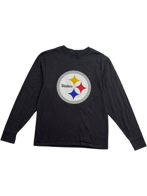 NFL PRO LINE ΜΠΛΟΥΖΑ ΜΑΚΡΥΜΑΝΙΚΗ PITTSBURGH STEELERS ΛΟΓΟΤΥΠΟ ΜΑΥΡΟ UNISEX S pre-owned