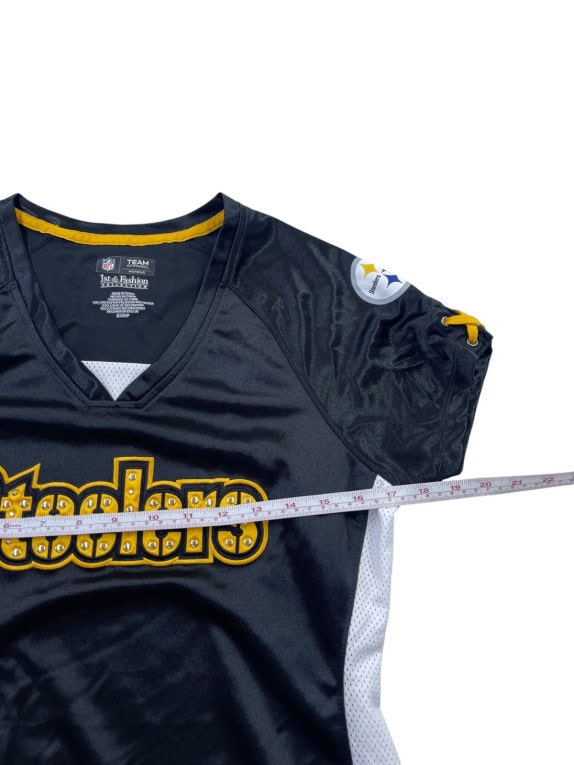 NFL STEELERS FOOTBALL JERSEY SPORTSWEAR BLACK WOMENS PRE OWNED S