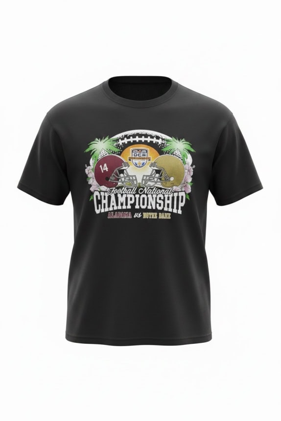 NFL T-SHIRT VINTAGE 2013 BCS NATIONAL CHAMPIONSHIP ALABAMA VS NOTRE DAME ΜΑΥΡΟ UNISEX L preowned