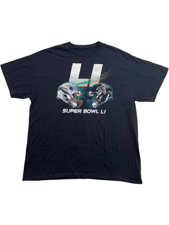 NFL T SHIRT VINTAGE SUPER BOWL LI GRAPHIC ΜΑΥΡΟ UNISEX XL preowned
