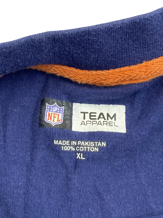 NFL TEAM APPAREL Denver Broncos Maglia a maniche lunghe con logo Spellout blu UNISEX XL
