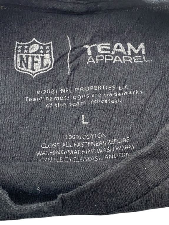 NFL TEAM APPAREL LAS VEGAS RAIDERS T SHIRT GRAPHIC ΜΑΥΡΟ ΑΝΤΡΙΚΟ PRE OWNED L