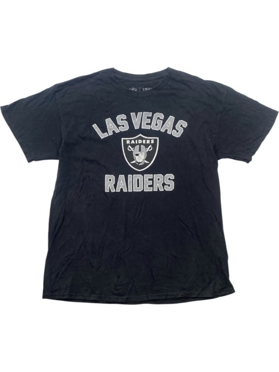 NFL TEAM APPAREL LAS VEGAS RAIDERS T SHIRT GRAPHIC ΜΑΥΡΟ ΑΝΤΡΙΚΟ PRE OWNED L