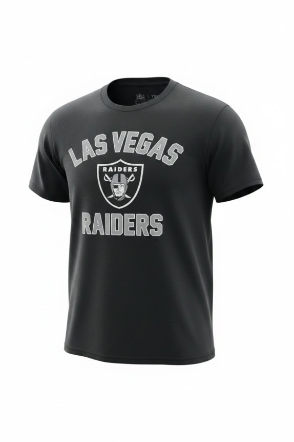 NFL TEAM APPAREL LAS VEGAS RAIDERS T SHIRT GRAPHIC ΜΑΥΡΟ ΑΝΤΡΙΚΟ PRE OWNED L
