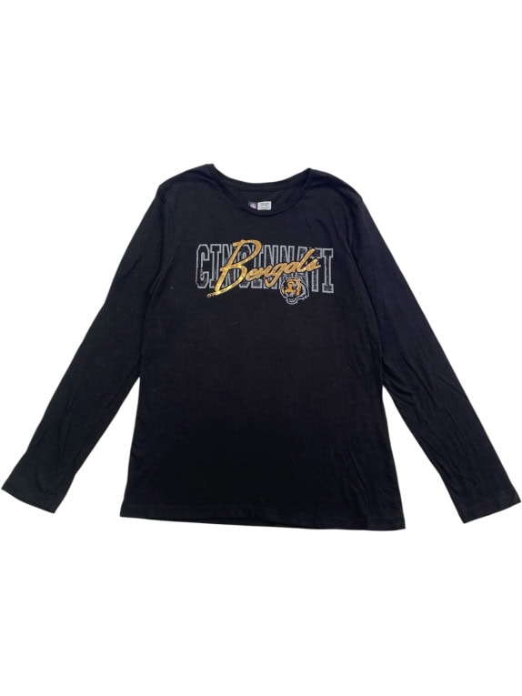 NFL TEAM APPAREL ΜΑΚΡΥΜΑΝΙΚΗ ΜΠΛΟΥΖΑ CINCINNATI BENGALS BIG LOGO ΜΑΥΡΗ ΓΥΝΑΙΚΕΙΑ L