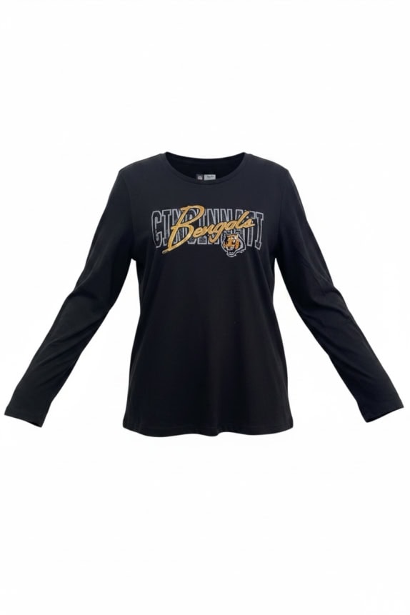 NFL TEAM APPAREL ΜΑΚΡΥΜΑΝΙΚΗ ΜΠΛΟΥΖΑ CINCINNATI BENGALS BIG LOGO ΜΑΥΡΗ ΓΥΝΑΙΚΕΙΑ L