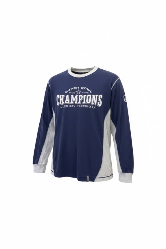 NFL TEAM APPAREL LONG SLEEVE T SHIRT SPORTSWEAR GRAPHIC NAVY WHITE MEN PRE OWNED