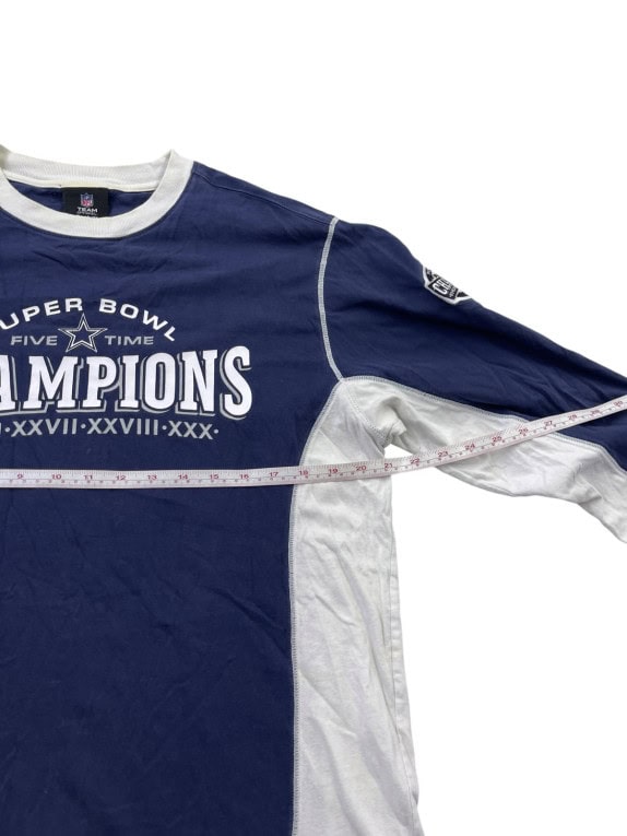 NFL TEAM APPAREL MAGLIA A MANICHE LUNGHE SPORTSWEAR GRAFICA BLU NAVY BIANCO UOMO PRE OWNED