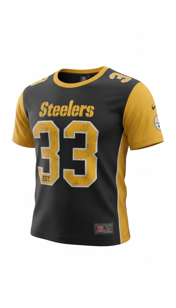 NFL TEAM APPAREL PITTSBURGH STEELERS JERSEY VINTAGE STYLE ΛΟΓΟΤΥΠΟ ΜΑΥΡΟ/ΚΙΤΡΙΝΟ ΑΝΔΡΙΚΟ L