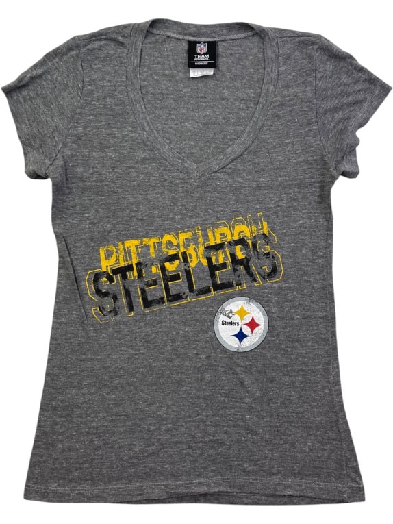 NFL Team Apparel Pittsburgh Steelers T-Shirt Logo Γκρι Γυναικείο M
