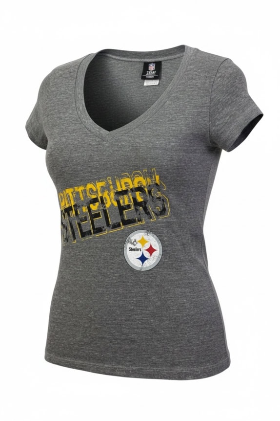 NFL Team Apparel Pittsburgh Steelers T-shirt con logo grigia da donna M
