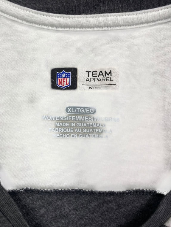 NFL Team Apparel Raiders Maglia da donna grigia con logo e maniche 3/4 XL