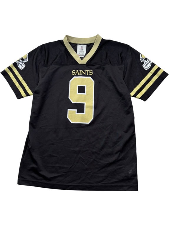 NFL TEAM APPAREL SAINTS BREES FOOTBALL JERSEY SPORTSWEAR ΜΑΥΡΗ ΧΡΥΣΗ UNISEX PRE OWNED XL