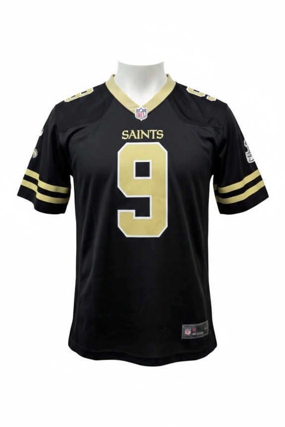 NFL TEAM APPAREL SAINTS BREES FOOTBALL JERSEY SPORTSWEAR ΜΑΥΡΗ ΧΡΥΣΗ UNISEX PRE OWNED XL