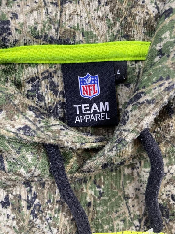 NFL TEAM APPAREL SEATTLE SEAHAWKS HOODIE CAMO PRINT NEON LOGO ΑΝΔΡΙΚΟ L