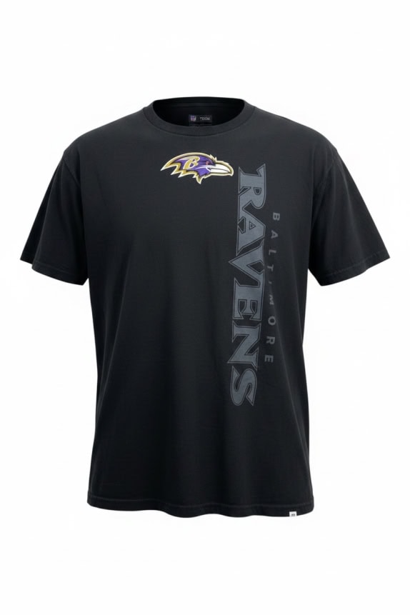 NFL TEAM APPAREL T-SHIRT BALTIMORE RAVENS ΛΟΓΟΤΥΠΟ ΜΑΥΡΟ UNISEX LARGE preowned