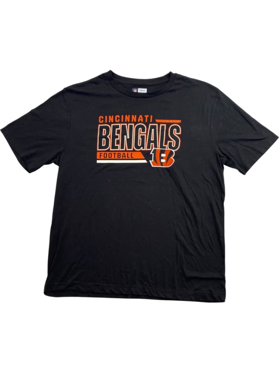 NFL TEAM APPAREL T-SHIRT VINTAGE GRAFICA CINCINNATI BENGALS NERO UNISEX L usata