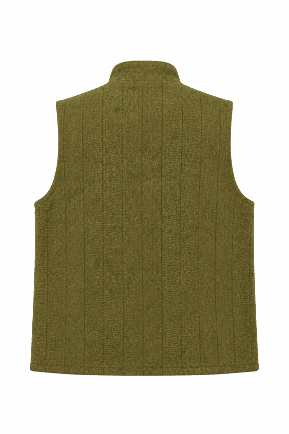2000s NICKY ADAMS GILET HERRINGBONE OLIVE UOMO PRE OWNED 2XL